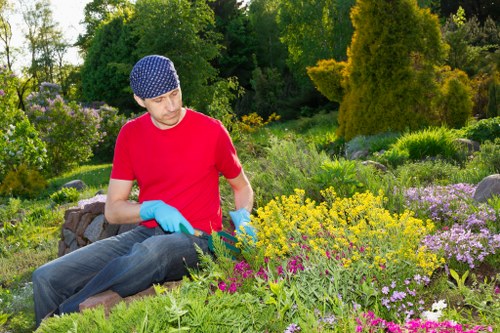 Prepared garden layout showing hard landscaping work in Yeading